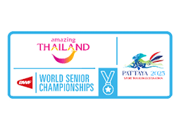 A blue and white advertisement for the World Senior Championships. AI generated content