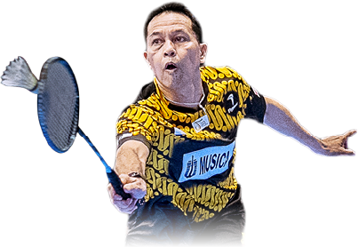 A man in a yellow shirt and black shorts is playing tennis. AI generated content