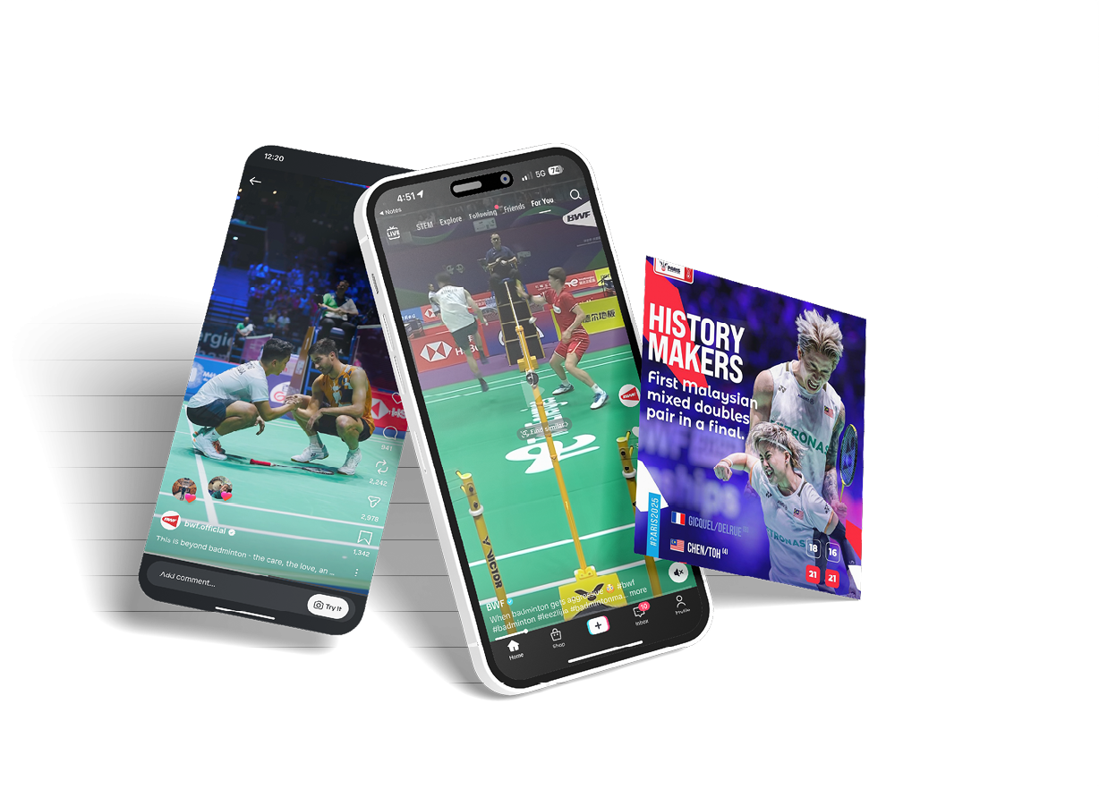 Three cell phones are displayed in front of a magazine cover featuring a tennis player. AI generated content
