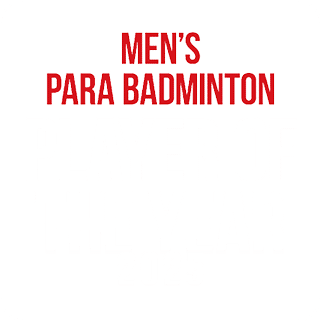 A white sign with red letters that says “Men's Parabadminton". AI generated content