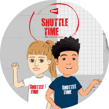 A boy and girl are wearing shirts that say “shuttle time" and are posing for a picture. AI generated content