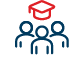 A group of five people are shown in a circle, with a graduation cap on top of the group. AI generated content