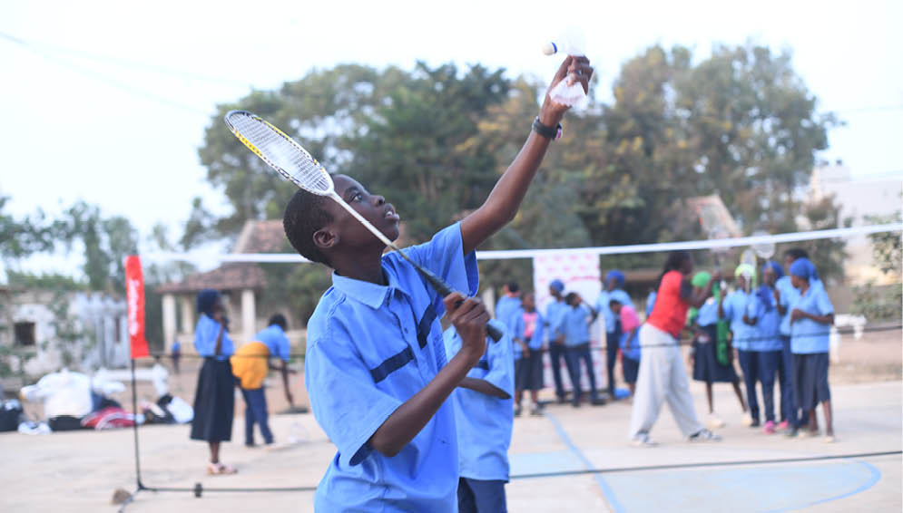 Two men playing tennis in a group of people. AI generated content